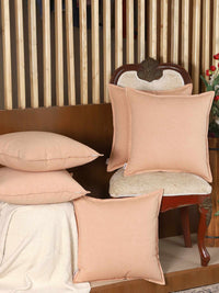 Plane Flenge Cotton Cushion Covers Orange Set of 2