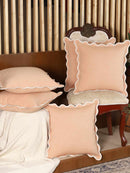 Self Flenge Cotton Cushion Covers Orange Set of 2