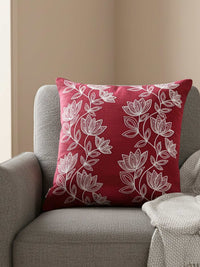 Petal Bliss Embroidered 18x18 Inch Cushion Cover - Pack of 2