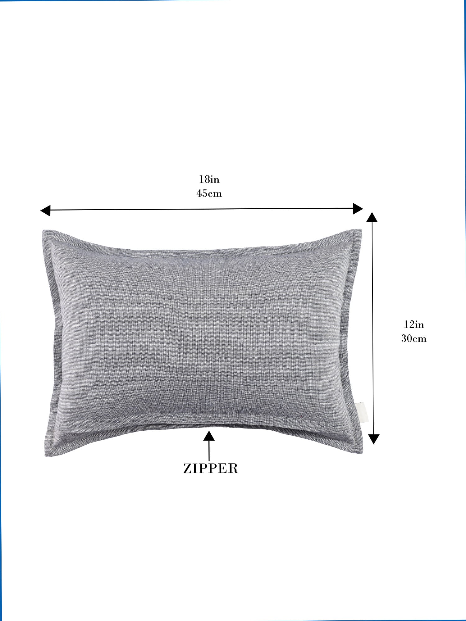 Plane Flenge Cotton Cushion Covers Blue Set of 2