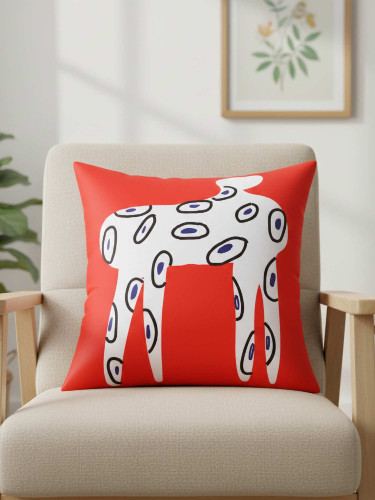 Radiant Red 16x16 Inch Printed Poly Satin Cushion Cover