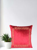 Ruby Red Velvet 16x16 Inch Embroidered Cushion Cover