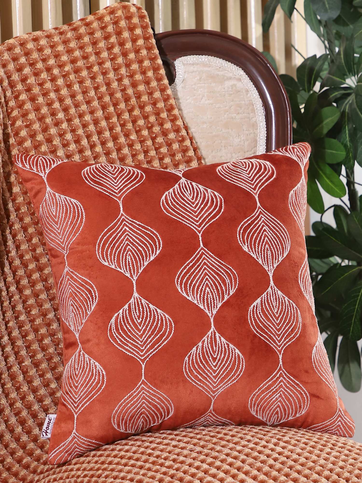 Rustic Handcrafted 16x16 Embroidered Cushion Cover - Pack of 2