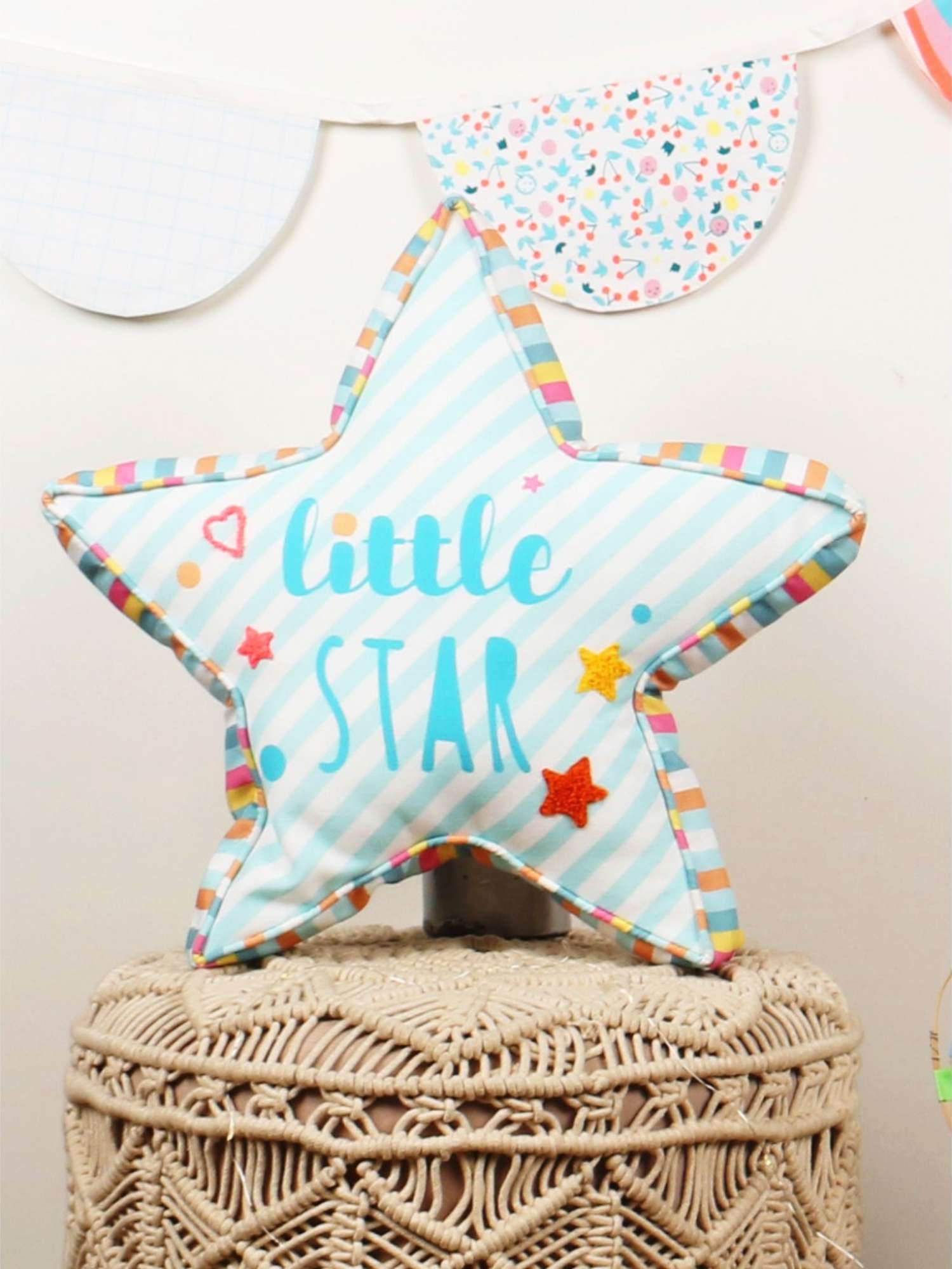 Starry Embrace: Star-Shaped Cushion with Digital Print