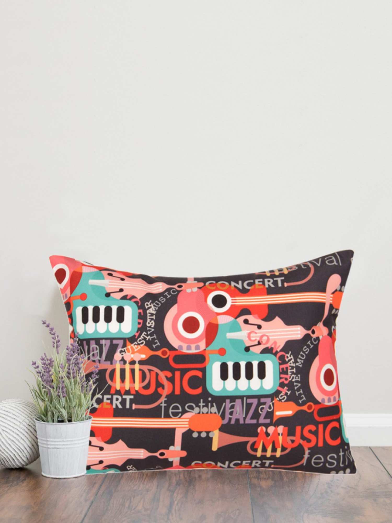 Symphonic Charm: 14x14 Inch Music Themed Printed Cushion Cover