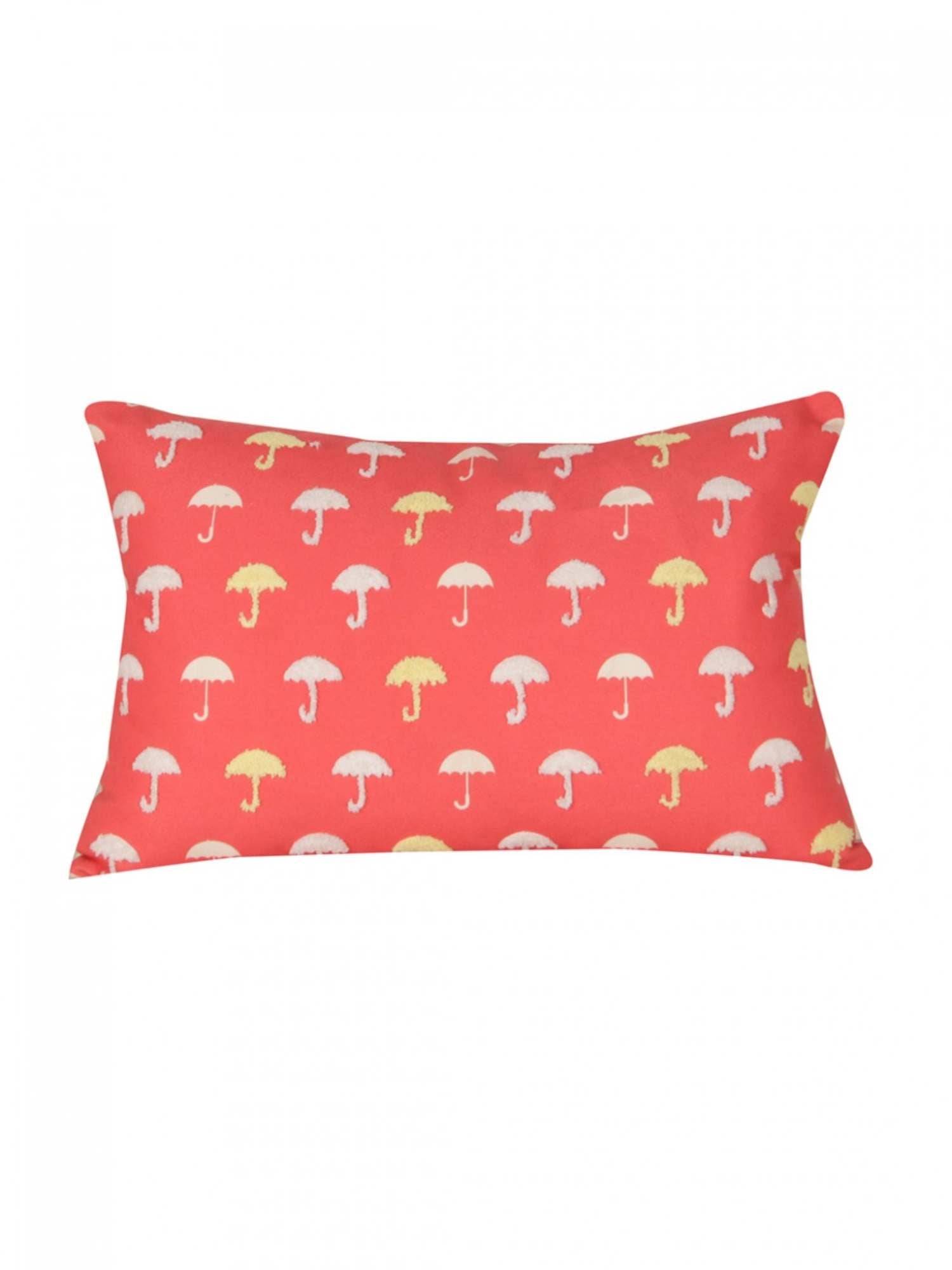 Digital Elegance Umbrella Embroidered Poly Duck Cushion Cover - 12x18 Inch