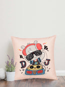 Light Peach Music Theme Cushion Cover 16x16 Inch