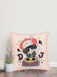 Light Peach Music Theme Cushion Cover 16x16 Inch