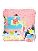 Yellow Square Printed Shape Cushion for Kids