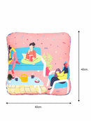 Yellow Square Printed Shape Cushion for Kids