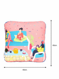 Yellow Square Printed Shape Cushion for Kids