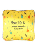 Yellow Square Printed Shape Cushion for Kids