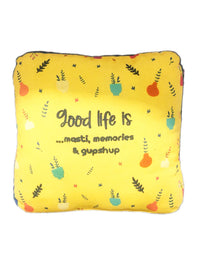 Yellow Square Printed Shape Cushion for Kids