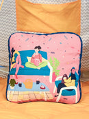 Yellow Square Printed Shape Cushion for Kids