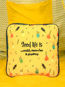 Yellow Square Printed Shape Cushion for Kids