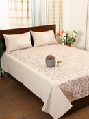 Silver Fiore Jacquard Double Bed Cover Set with Matching Pillow Covers