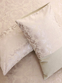 Silver Fiore Jacquard Double Bed Cover Set with Matching Pillow Covers