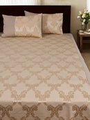 Beige Ogee Jacquard Bed Cover Set with 2 Pillow Covers