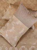 Beige Ogee Jacquard Bed Cover Set with 2 Pillow Covers