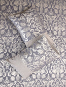 Blue Fiore Jacquard Double Bed Cover Set with Matching Pillow Covers