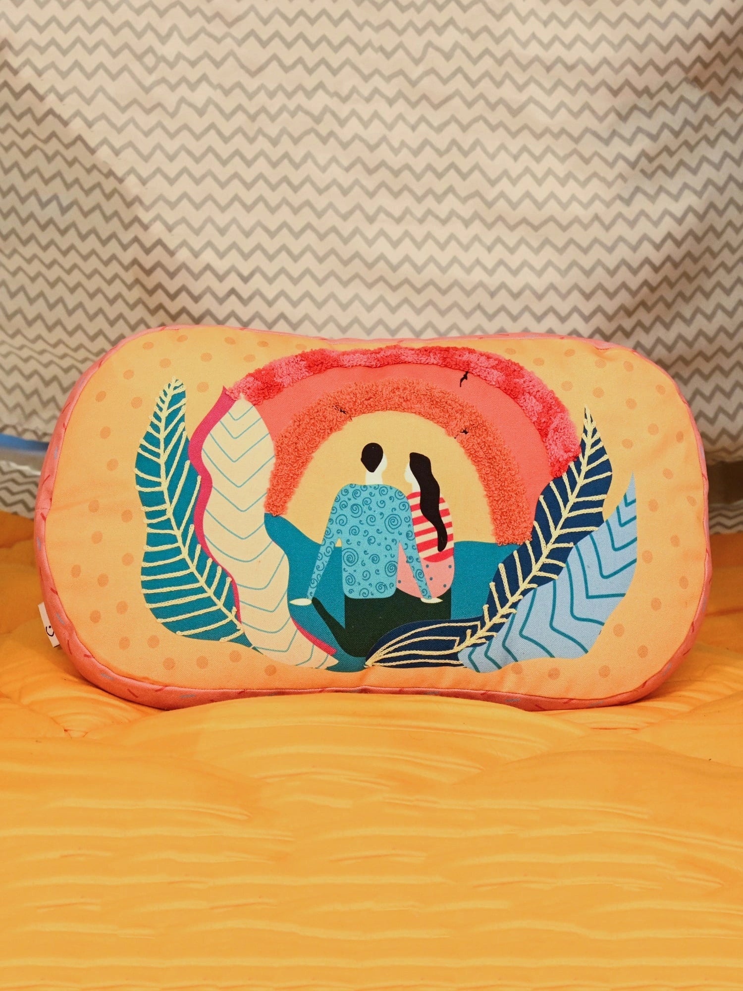 Blue Capsule Printed Shape Cushion for Kids