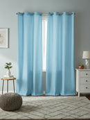 Blue Self Design Tissue Shear Net Curtains