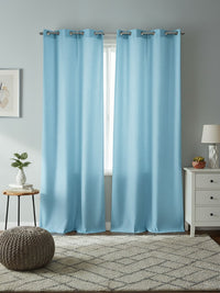 Blue Self Design Tissue Shear Net Curtains