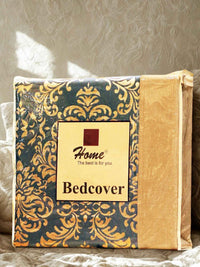 Blue Self Design Damask Bedcover With 2 Pillow Covers