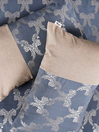 Blue Ogee Jacquard Bed Cover Set with 2 Pillow Covers