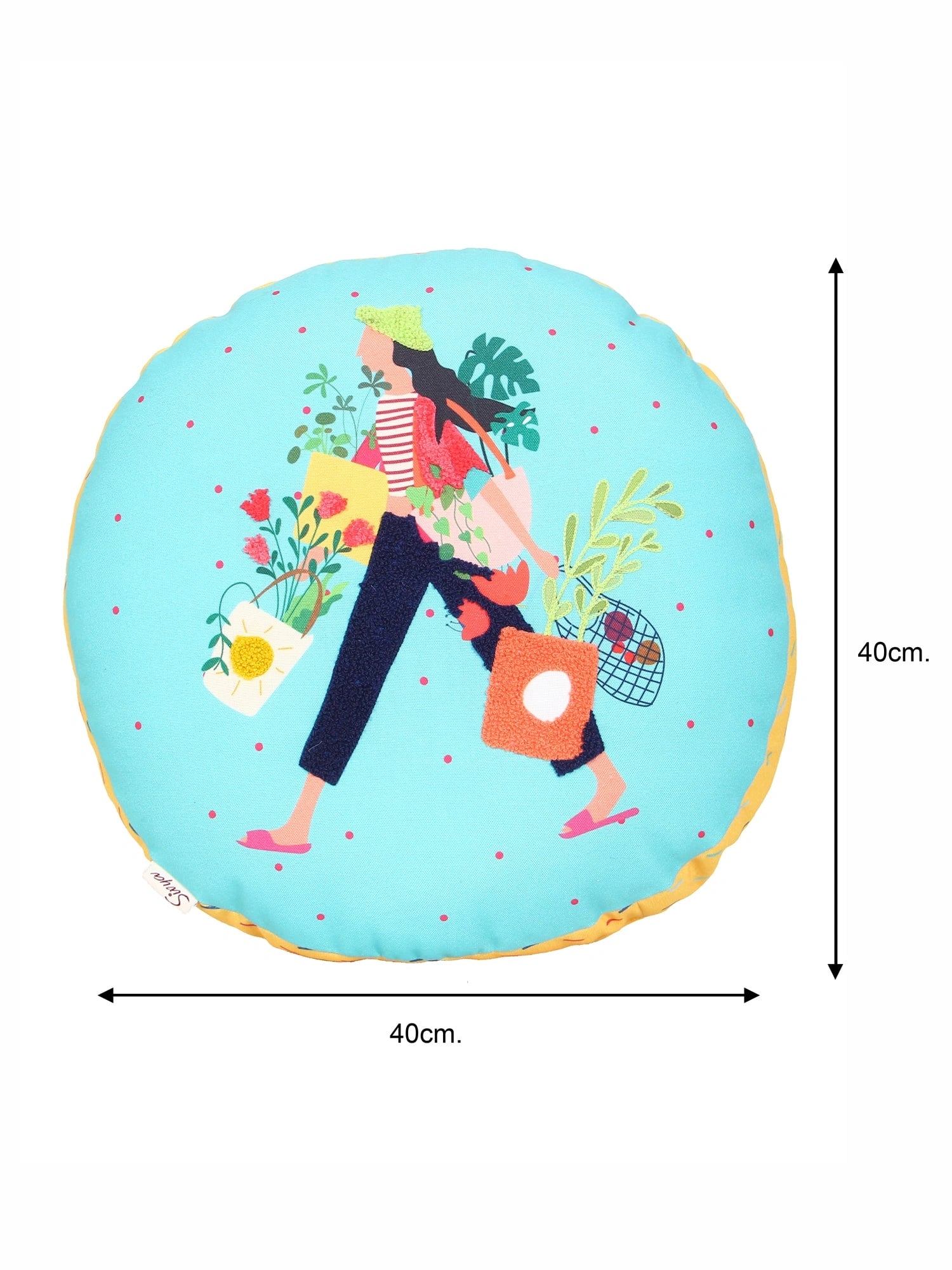 Blue Round Printed Shape Cushion for Kids