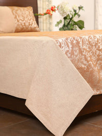 Brown Fiore Jacquard Double Bed Cover Set with Matching Pillow Covers