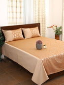 Brown Fiore Jacquard Double Bed Cover Set with Matching Pillow Covers
