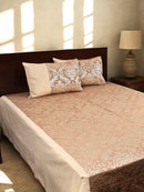 Brown Self Design Damask Bedcover With 2 Pillow Covers