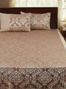 Brown Self Design Damask Bedcover With 2 Pillow Covers