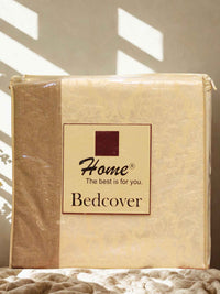 Cream Self Design Damask Bedcover With 2 Pillow Covers