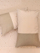 Cream Hexa Jacquard Bed Cover Set with Matching Pillow Covers