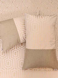 Cream Hexa Jacquard Bed Cover Set with Matching Pillow Covers
