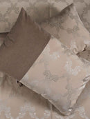 Cream Ogee Jacquard Bed Cover Set with 2 Pillow Covers