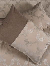 Cream Ogee Jacquard Bed Cover Set with 2 Pillow Covers