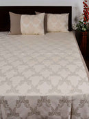 Cream Ogee Jacquard Bed Cover Set with 2 Pillow Covers