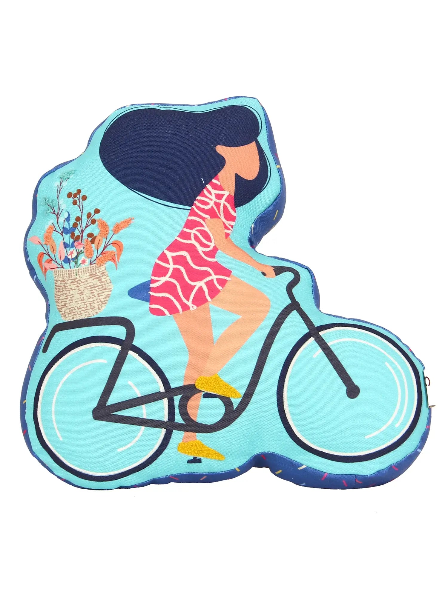 Cycle Printed Shape Cushion for Kids