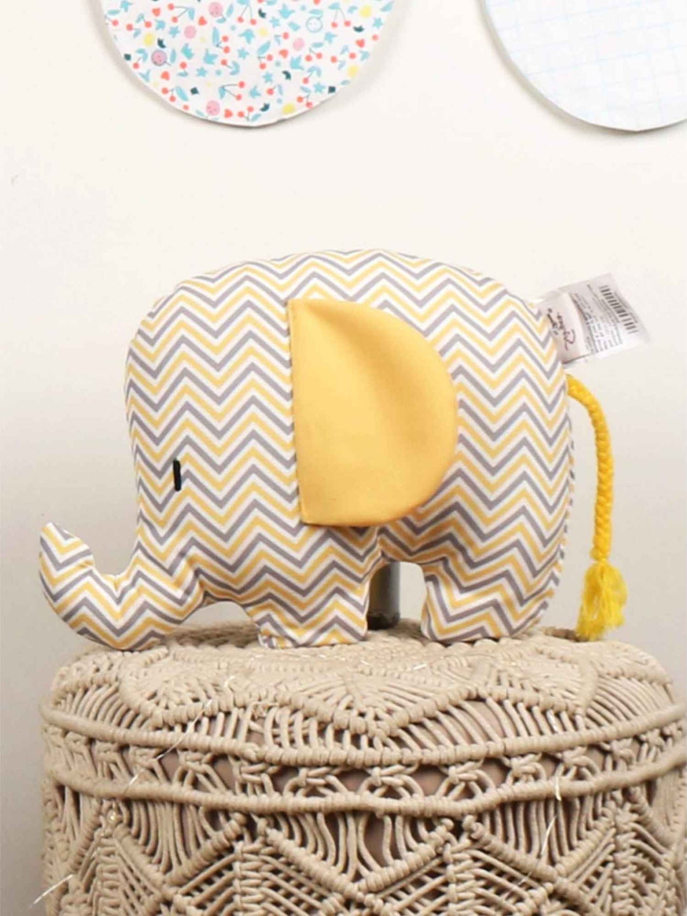 Printed Elephant Shape Cushion for Kids