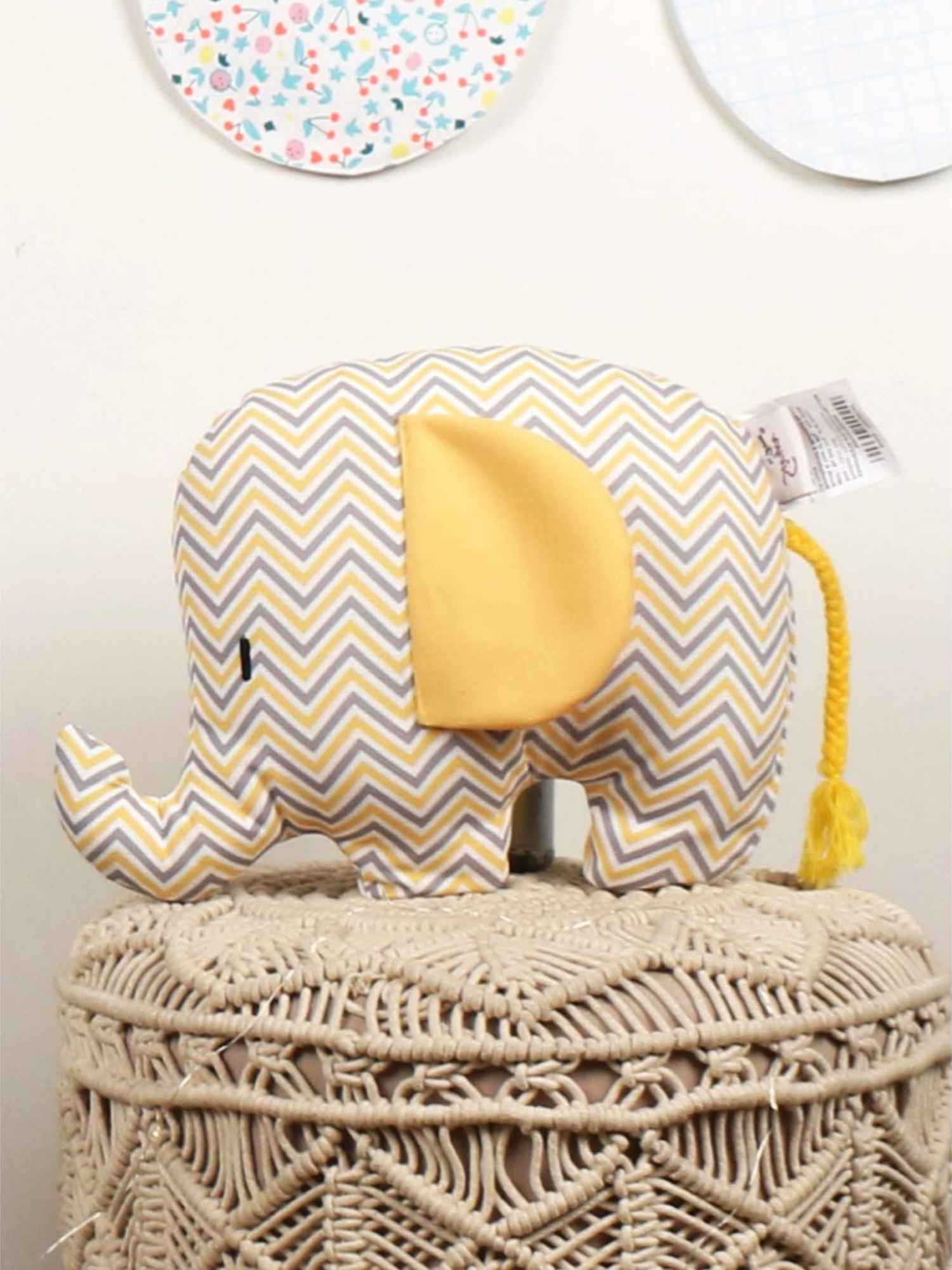 Printed Elephant Shape Cushion for Kids