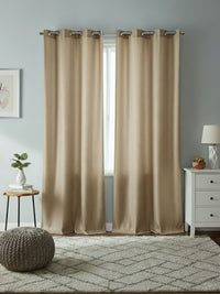 Golden Beige Self Design Tissue Shear Net Curtains