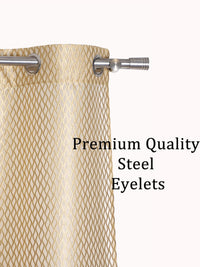 Golden Beige Self Design Tissue Shear Net Curtains