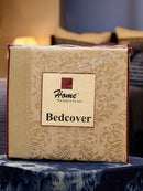 Golden Self Design Damask Bedcover With 2 Pillow Covers