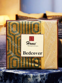 Green Hexa Jacquard Bed Cover Set with Matching Pillow Covers