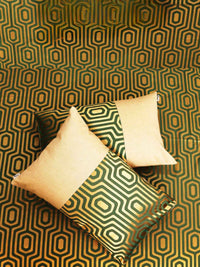 Green Hexa Jacquard Bed Cover Set with Matching Pillow Covers