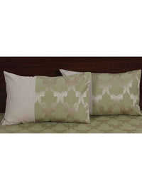 Green Ogee Jacquard Bed Cover Set with 2 Pillow Covers