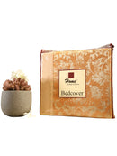 Orange Fiore Jacquard Double Bed Cover Set with Matching Pillow Covers